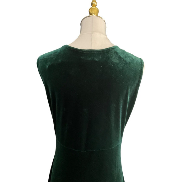 Nina Piccalino Size 6 Green Velvet Maxi Dress Sleeveless Scoop Neck Evening Gown - Picture 9 of 10
